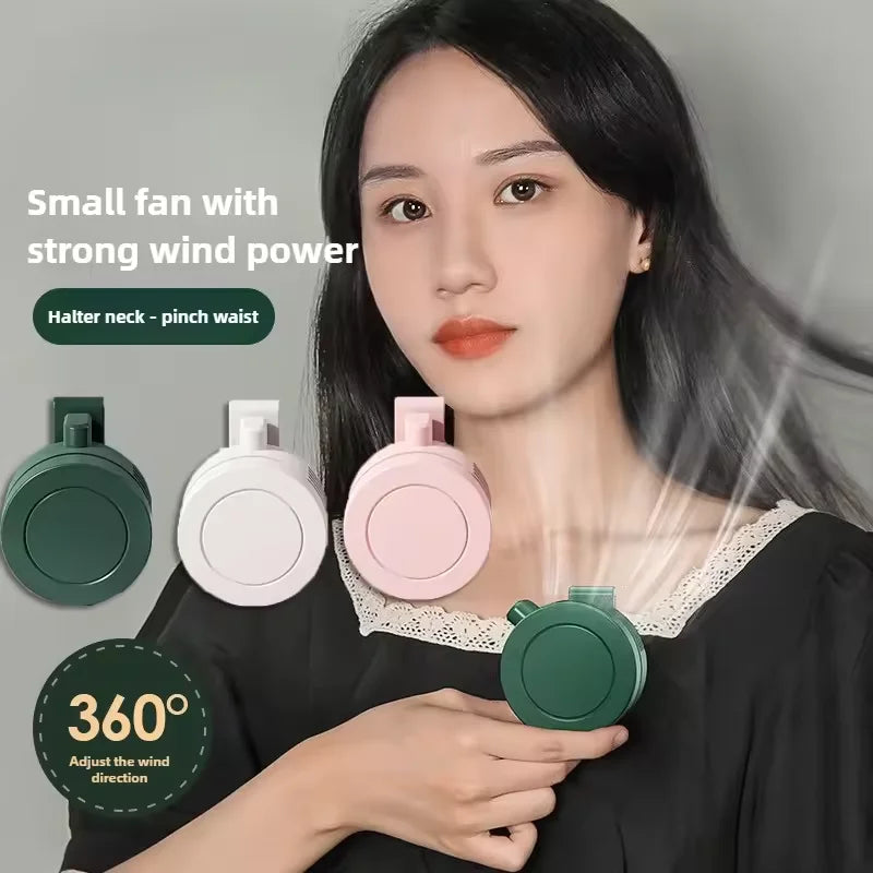 Portable Mini Clip Fan With 3 Speed Bladeless Electric Cooling Fan Hanging Neck Waist Fan USB Rechargeable For Outdoor Sports