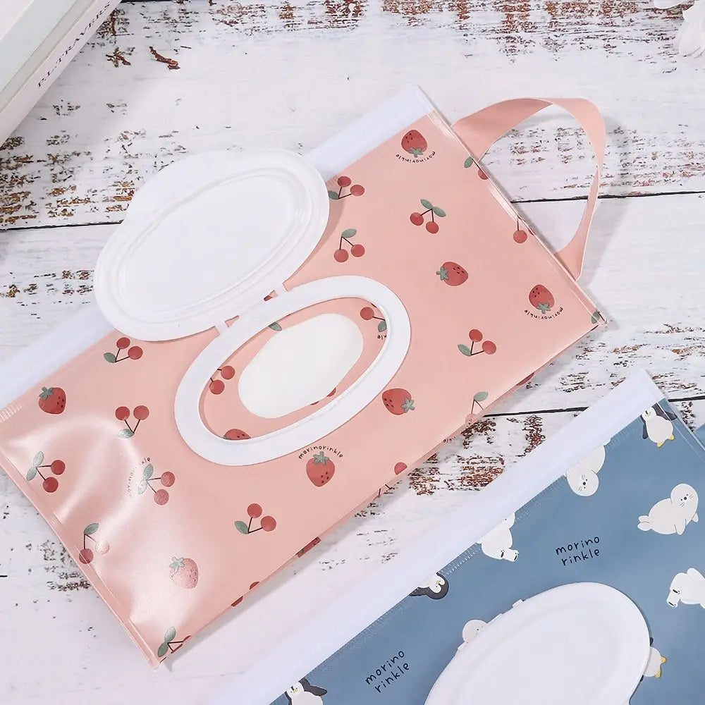 EVA Wet Wipes Bag Portable Wipes Pouch Flip Cover Snap-Strap Holder Case Refillable Useful Tissue Box Stroller Accessories