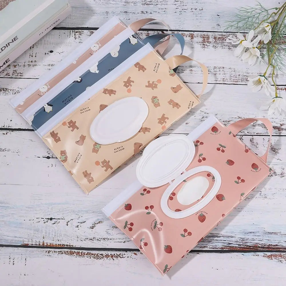 EVA Wet Wipes Bag Portable Wipes Pouch Flip Cover Snap-Strap Holder Case Refillable Useful Tissue Box Stroller Accessories