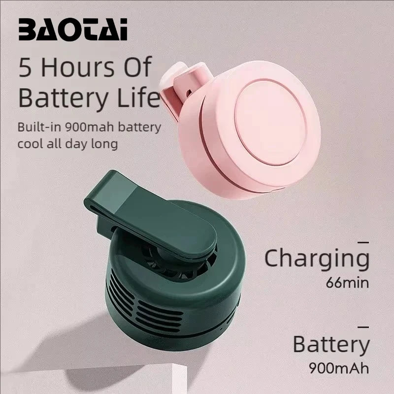 Portable Mini Clip Fan With 3 Speed Bladeless Electric Cooling Fan Hanging Neck Waist Fan USB Rechargeable For Outdoor Sports