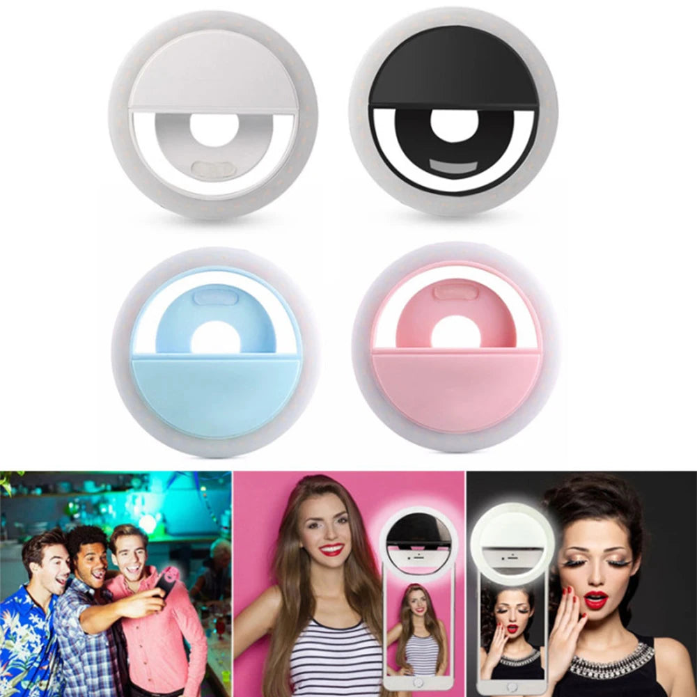 Led Selfie Ring Light Mobile Phone Lens LED Selfie Lamp Ring for IPhone Samsung Xiaomi Huawei Phone Selfie Clip Light Accessorie