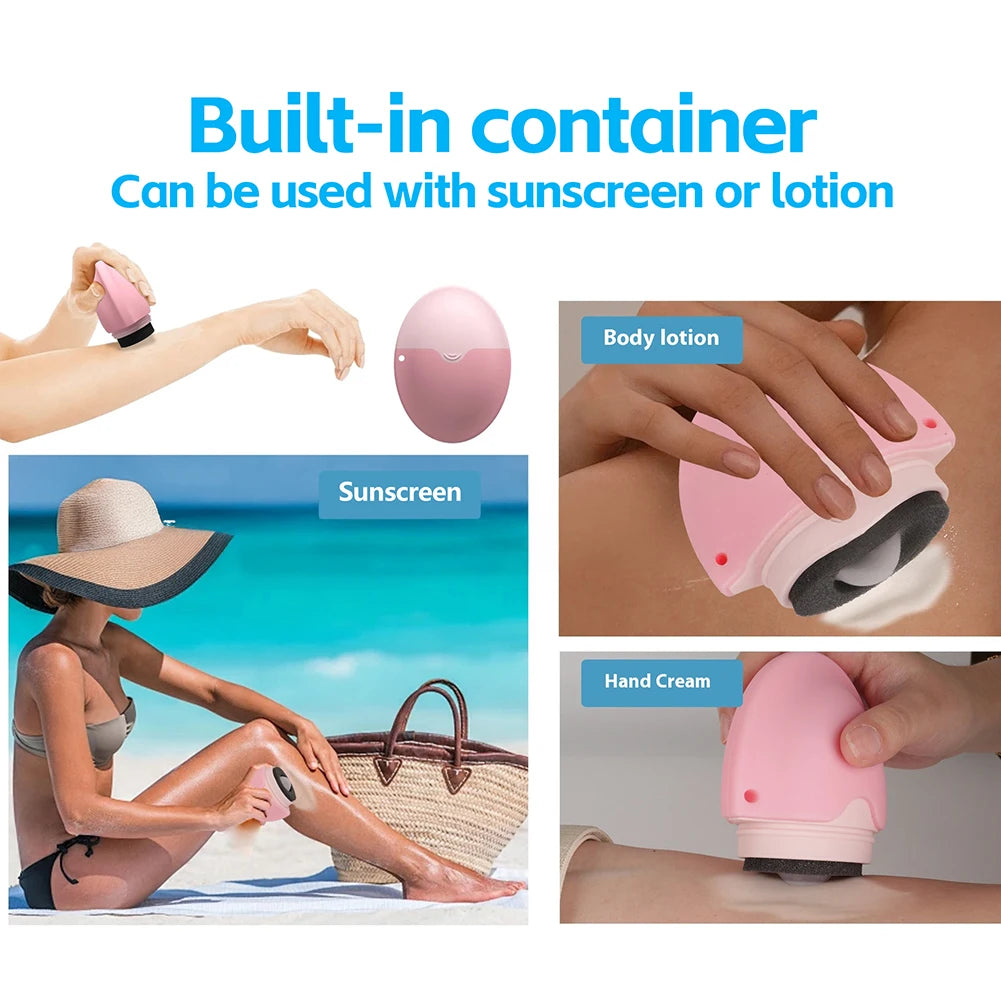 1PC New Silicone Suncream Roller Applicator Refillable Oval Isolation Lotion Cream Bottles Stitching Color Cosmetics Tool Travel